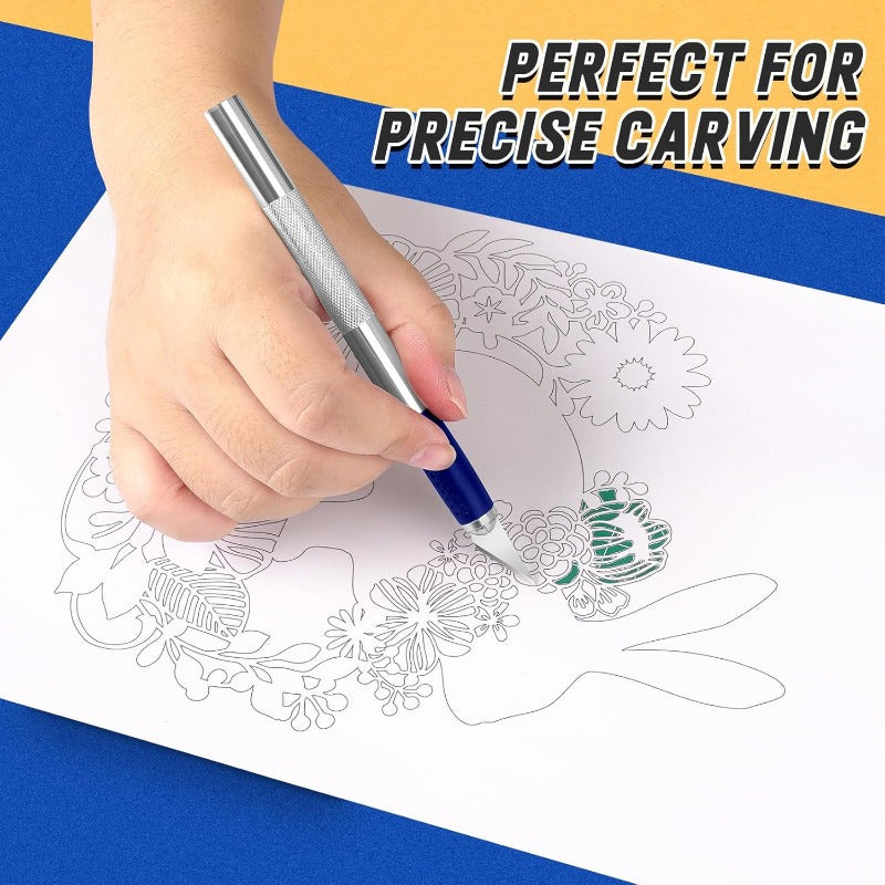 Precisie Houtsnijmes Set voor Gemakkelijk Gegraveerde Pompoenen | Scherpe Ergonomische Bladen