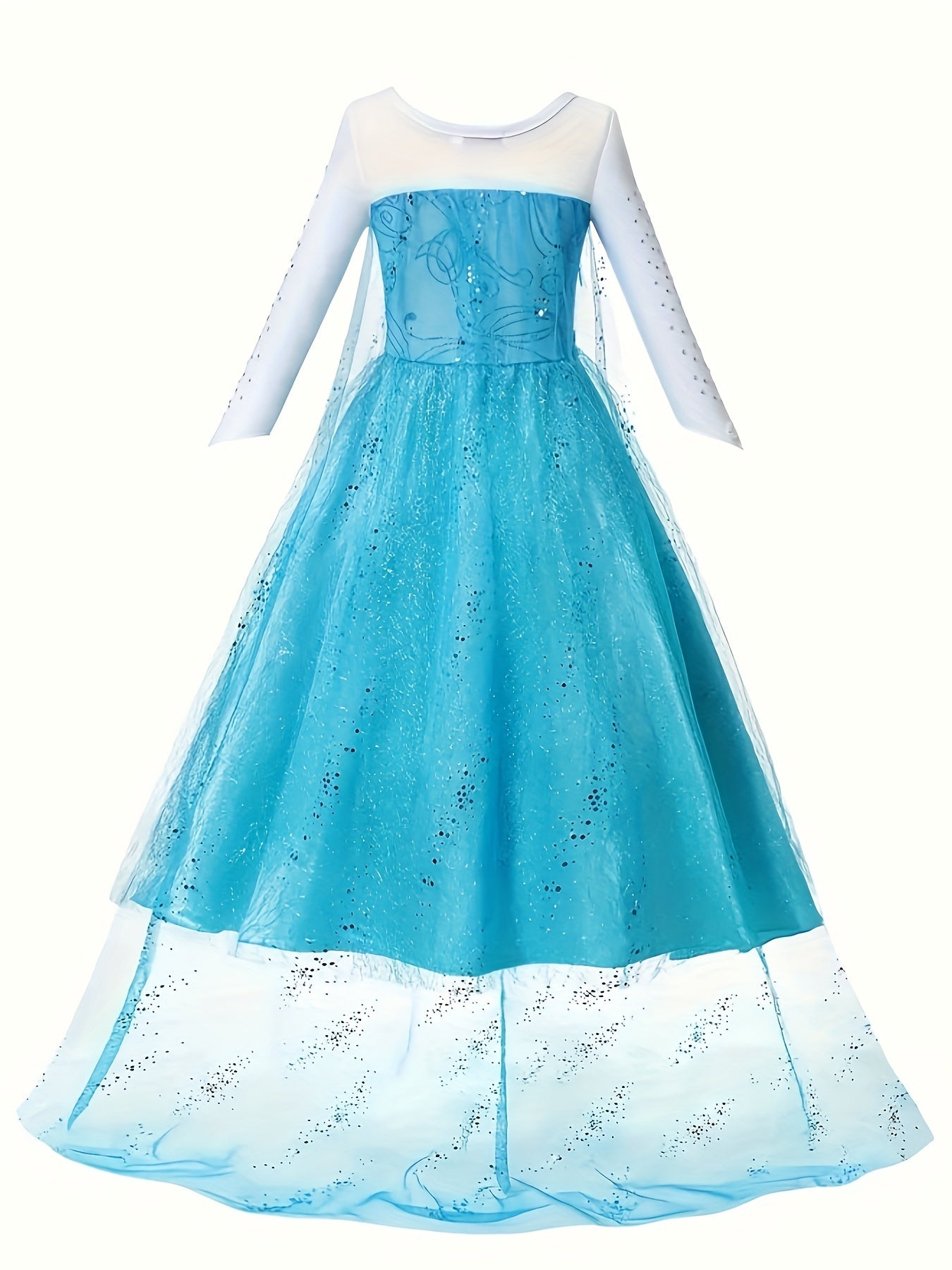 Meisjes Glitter Lange Mouw Halloween Prinsessen Kostuum Jurk | Maxi