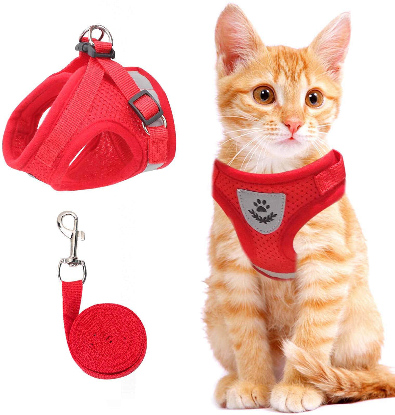 Reflecterende Kat Harnas en Leash Set met Verstelbare Bandjes voor Veilige Nachtavonturen – Comfortabele Pasvorm voor Katten en Kittens