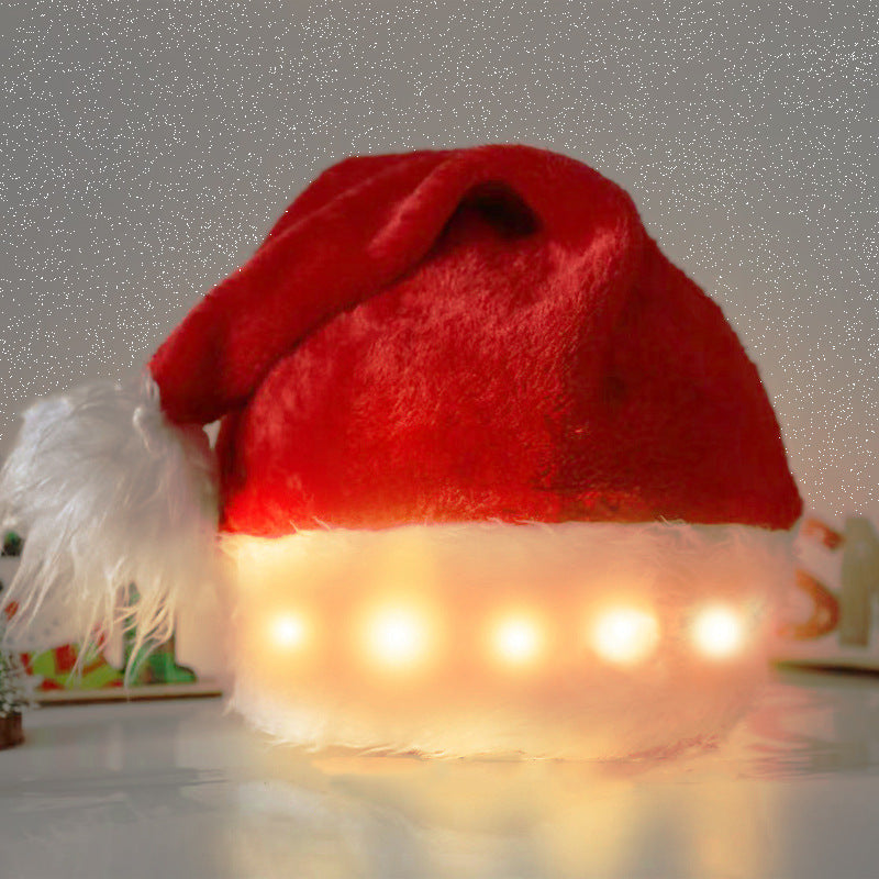 Verlichte Kerstmuts met LED-lampen – Zachte Pluche Santa-muts met Kleurenlicht