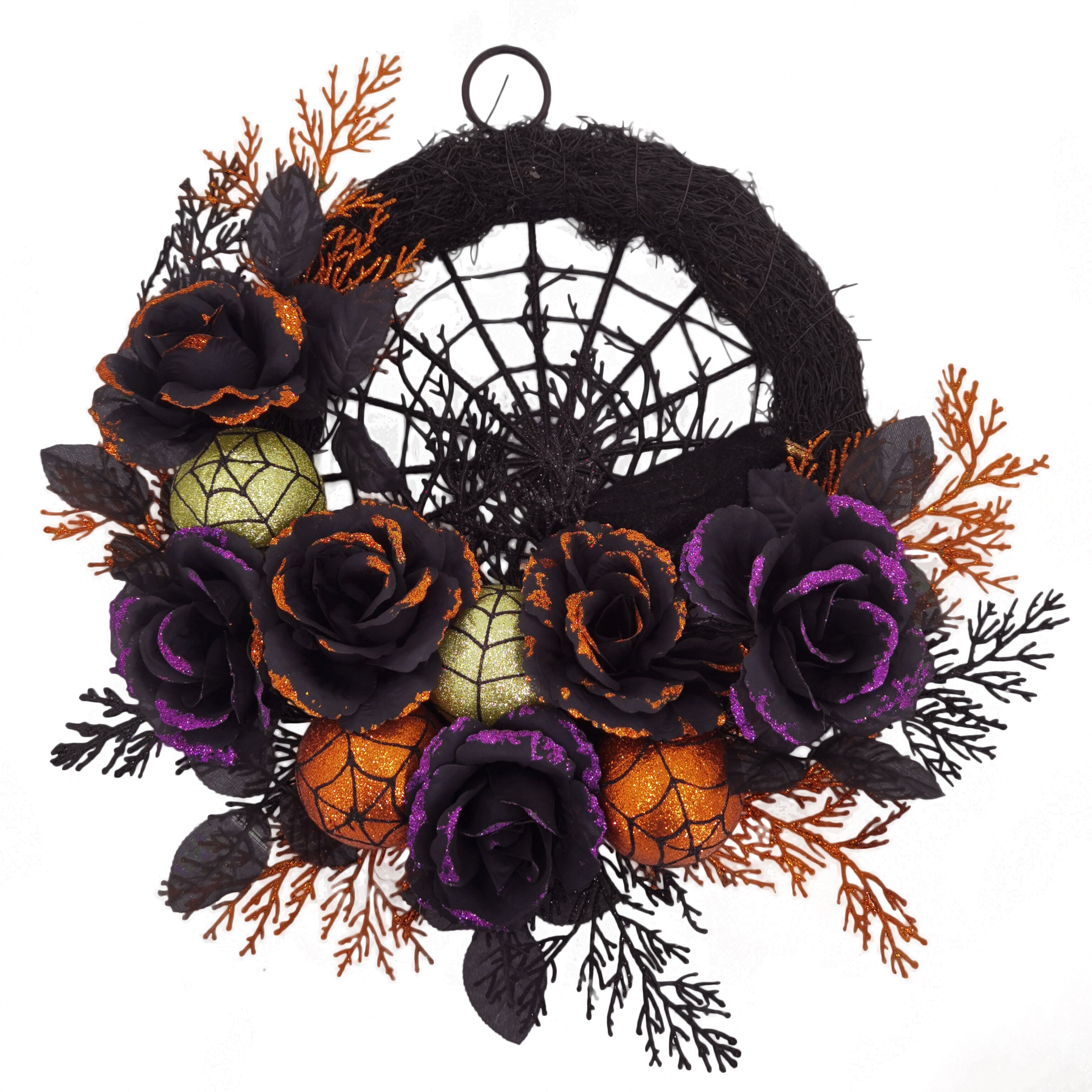 Halloween Gotische Bloemen Spinnenweb Krans | Spooky Deur Decor