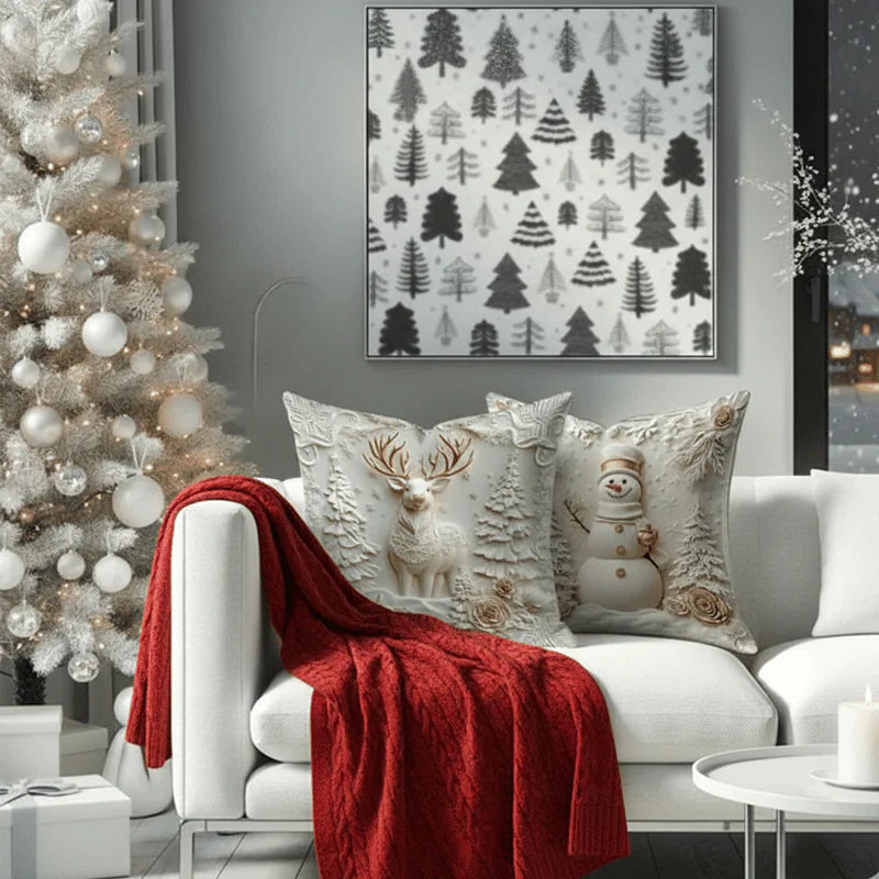 DecorCovers | 3D Kerst Decoratieve Hoezen Set van 4 Eenheden