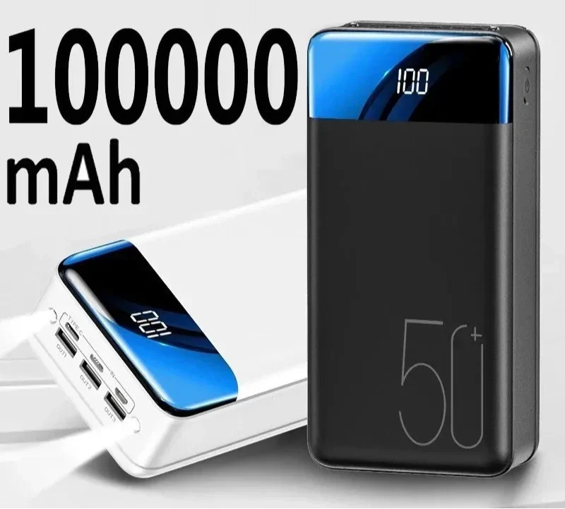 100.000mAh Ultra-Hoge Capaciteit Powerbank met Super Snelle Oplading – Draagbare Lader voor Telefoons, Tablets en Laptops