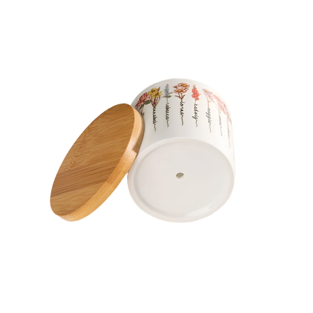 BloomPot Set | Gepersonaliseerde Geboortebloem Plantenpot – Schattige Keramische Cactuspot met Drainage voor Binnengebruik