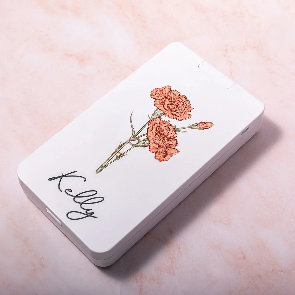 BloomBeauty Set | Gepersonaliseerde Geboortebloem Make-up Kwasten met LED Spiegel – Het Perfecte Cadeau voor Haar