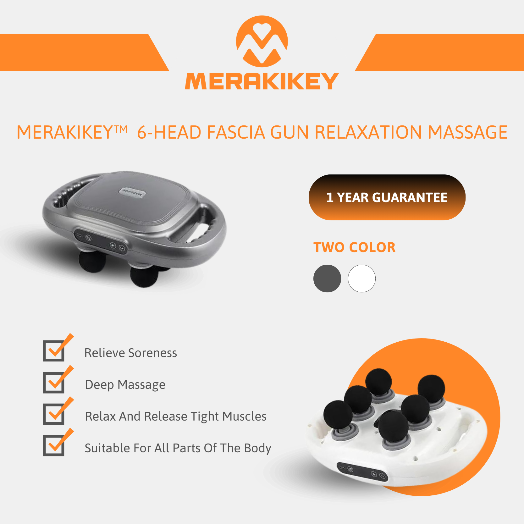 FlexiRelief Pro | 6-koppige hoogfrequente spiermassager