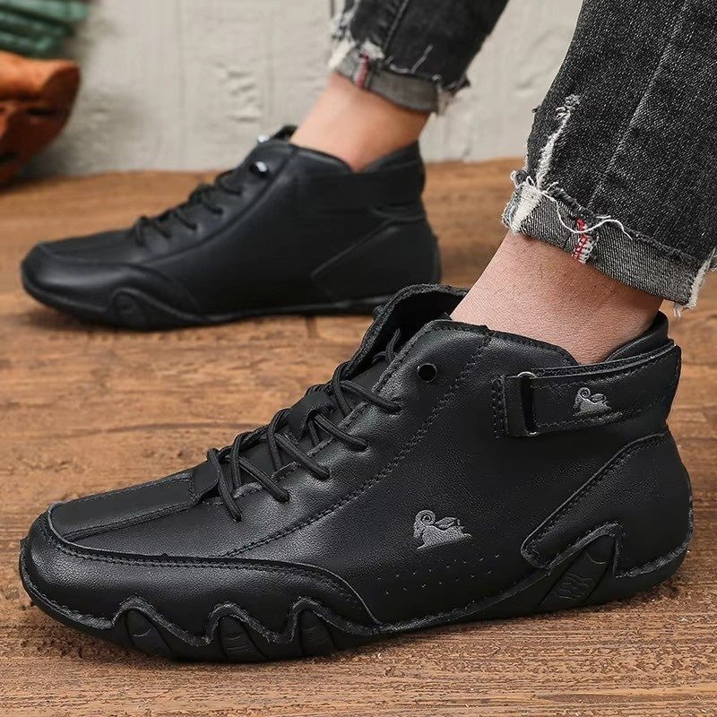 StadsSneak PU Sneakers – Ronde Neuzen met Antislipzool en Vetersluiting