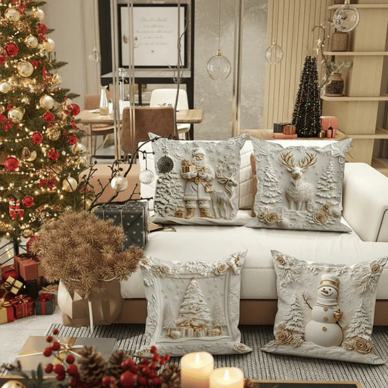 DecorCovers | 3D Kerst Decoratieve Hoezen Set van 4 Eenheden