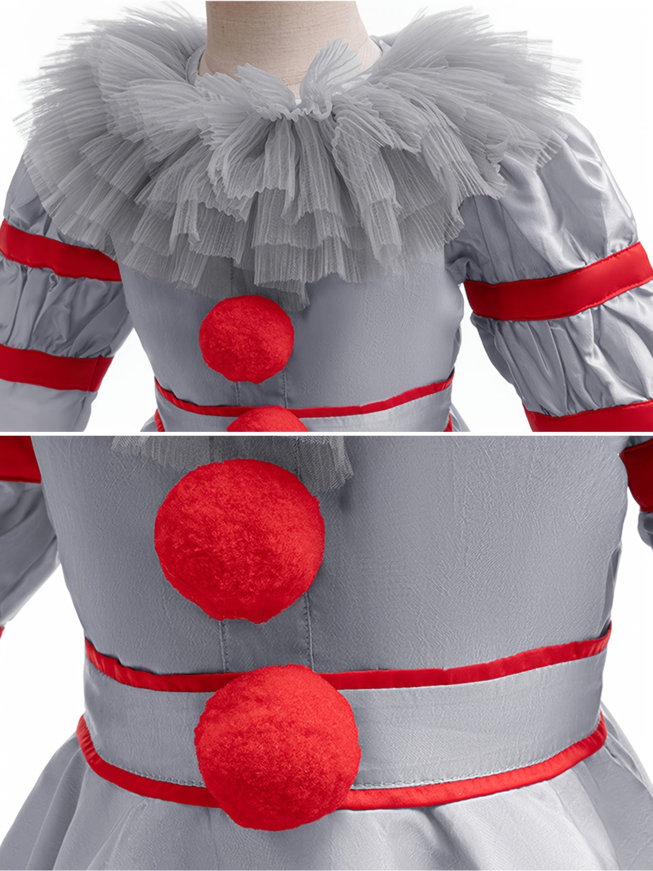 Eng Scary Lange Mouwen Halloween Clown Kostuum Set | Jumpsuit Handschoenen