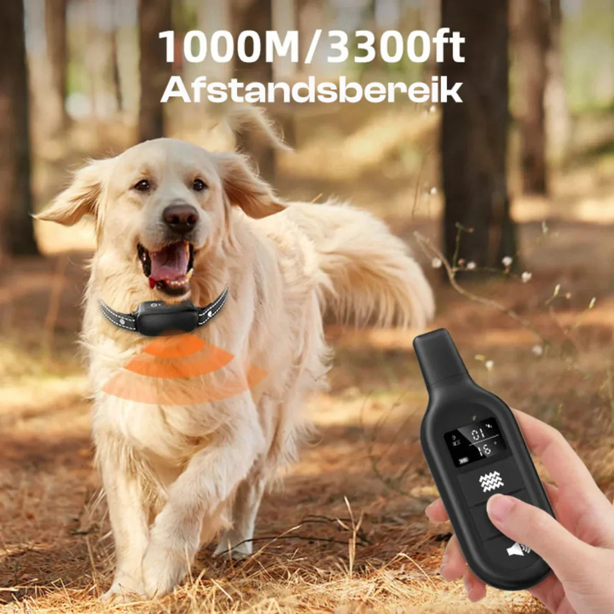 Elektrische Honden Trainingshalsband met Afstandsbediening, Waterdicht, 16 Verstelbare Schokniveaus, 1000m Bereik, Pieptoon & Trilmodes