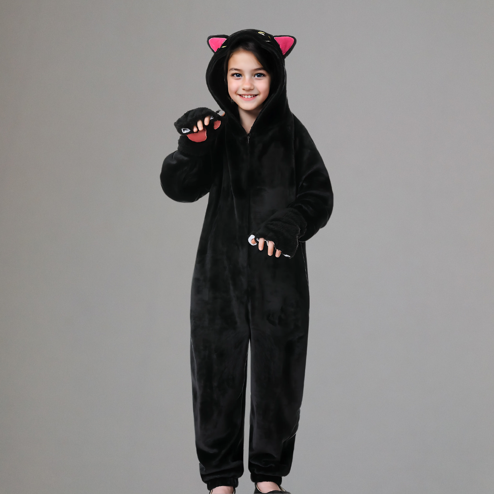 Halloween Kinderen Kat Kostuum Onesie Cosplay Outfit