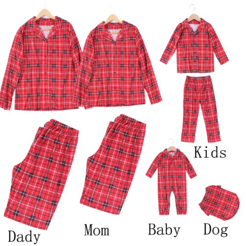 Tartan Ruit shirt Bijpassende Familievakantie Pyjama's - Honden Pyjama's Inbegrepen
