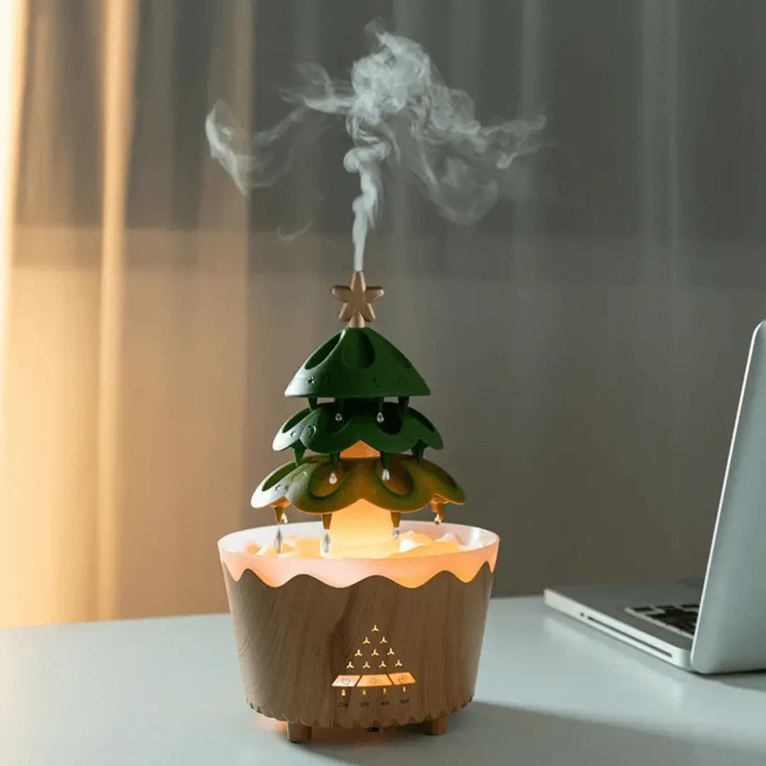 AromaBoom Kerstdiffuser – Ultrasone Luchtbevochtiger met LED en USB