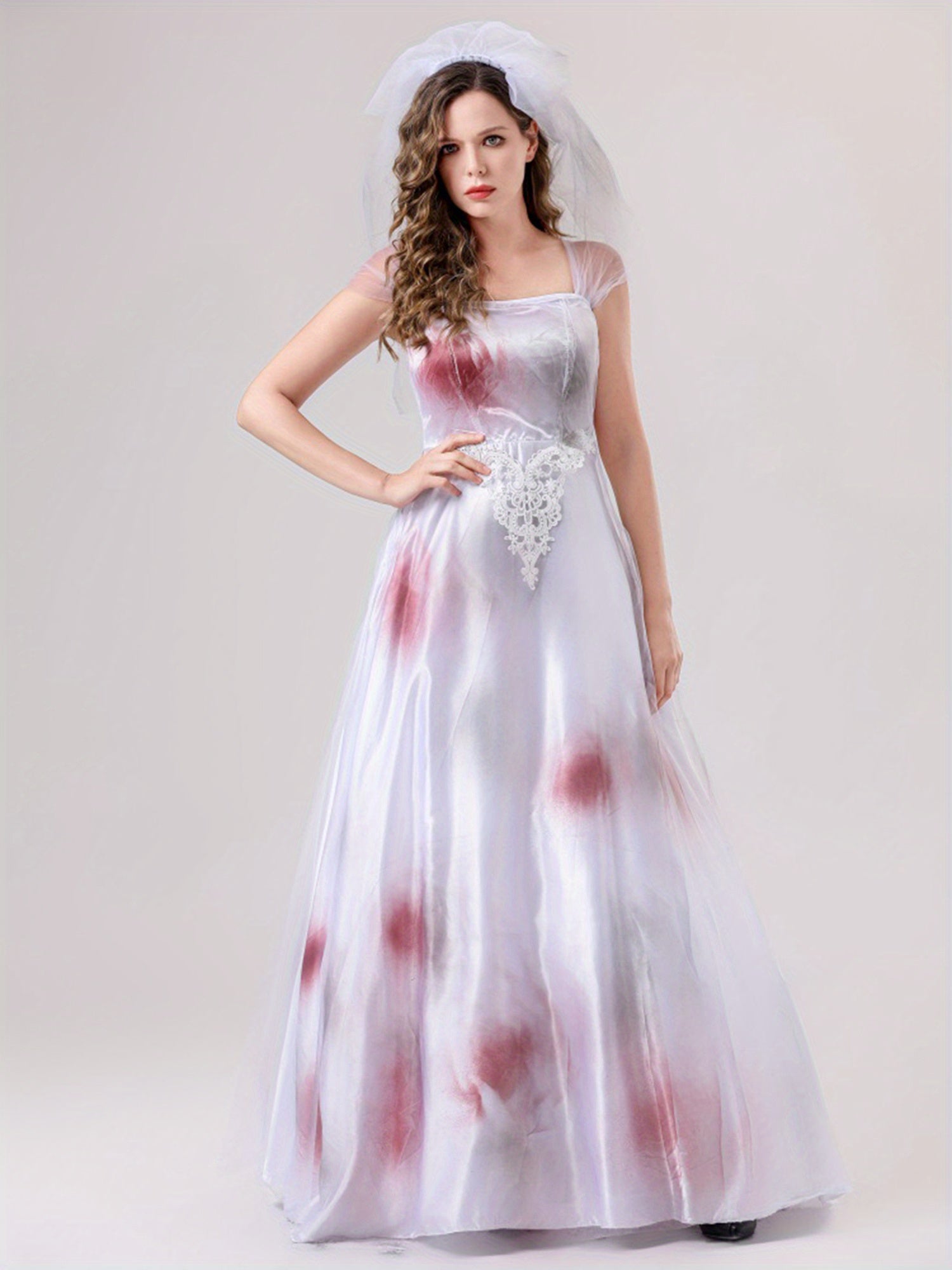 Vrouwen Spooky Bloedige Halloween Lijk Bruid Kostuum Jurk | Maxi