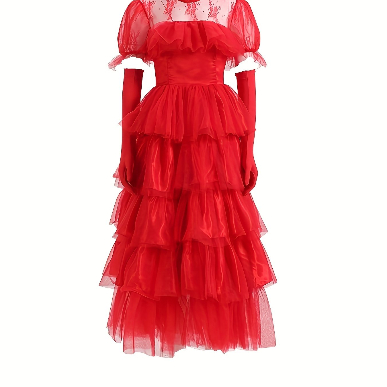 Dames Gothic Kant Halloween Film Kostuum Jurk | Gelaagde Maxi