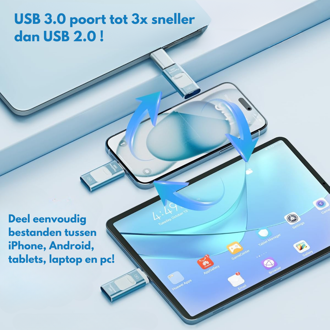 SnapVault 4-in-1 back-upstick | Vanaf de telefoon direct up je USB