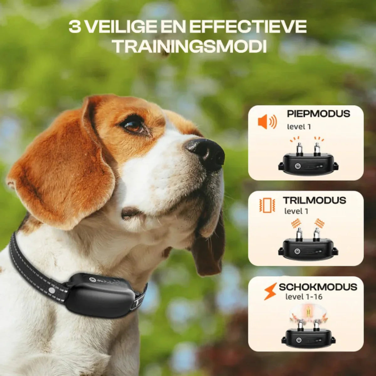 Elektrische Honden Trainingshalsband met Afstandsbediening, Waterdicht, 16 Verstelbare Schokniveaus, 1000m Bereik, Pieptoon & Trilmodes