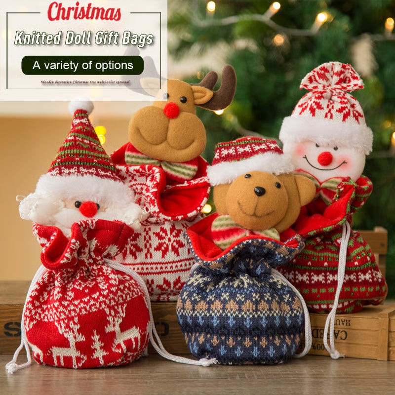 KnitJoy Kerstcadeauzak met Pop – Herbruikbare Brei-cadeauzak voor Kinderen