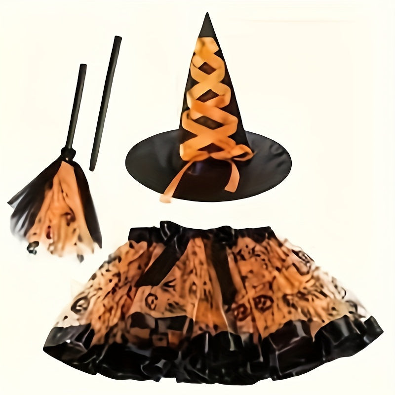 Meisjes Schattige Tulle Halloween Kostuum Set | Heks Rok Verkleedkleding