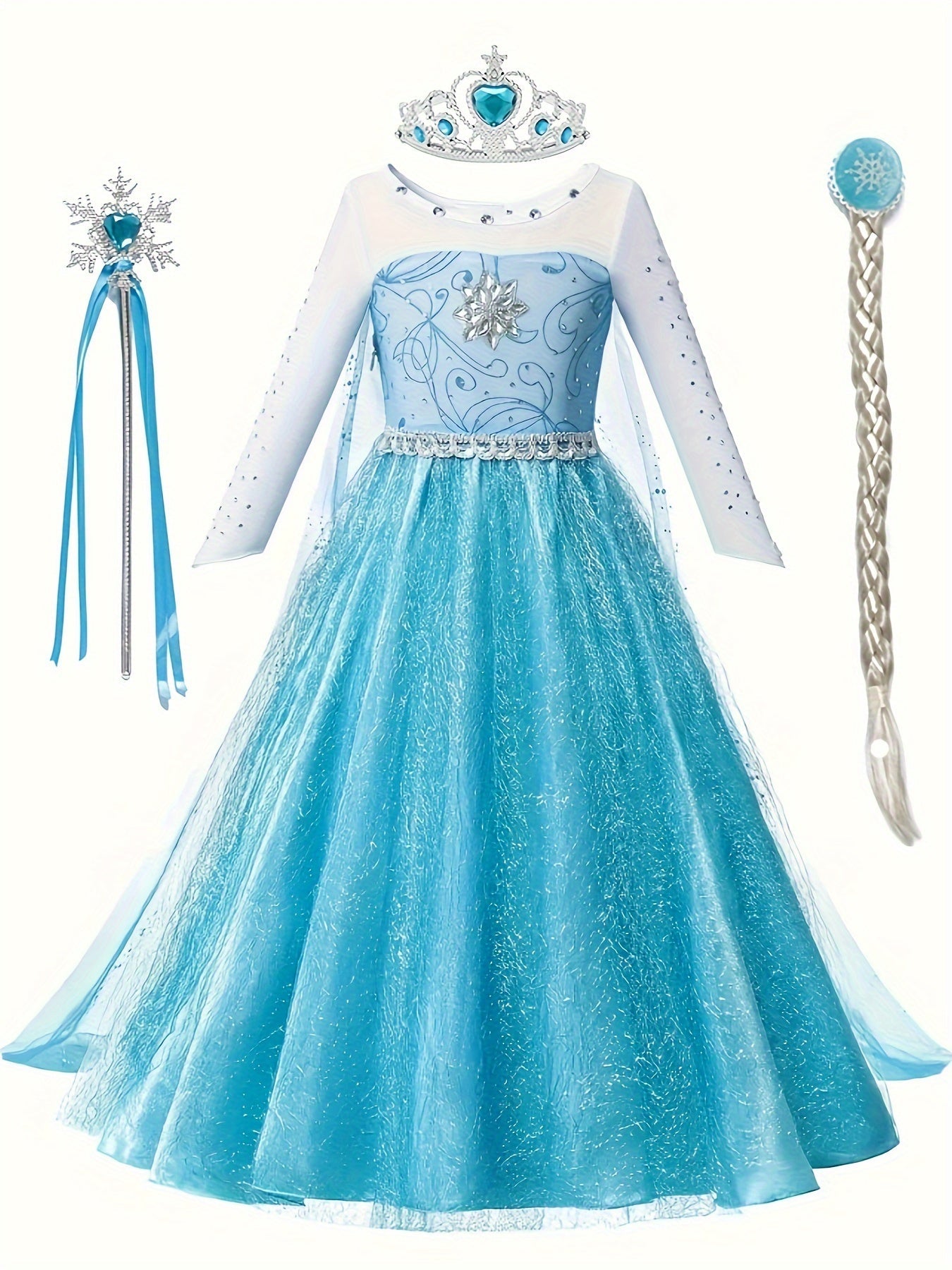 Meisjes Glitter Lange Mouw Halloween Prinsessen Kostuum Jurk | Maxi