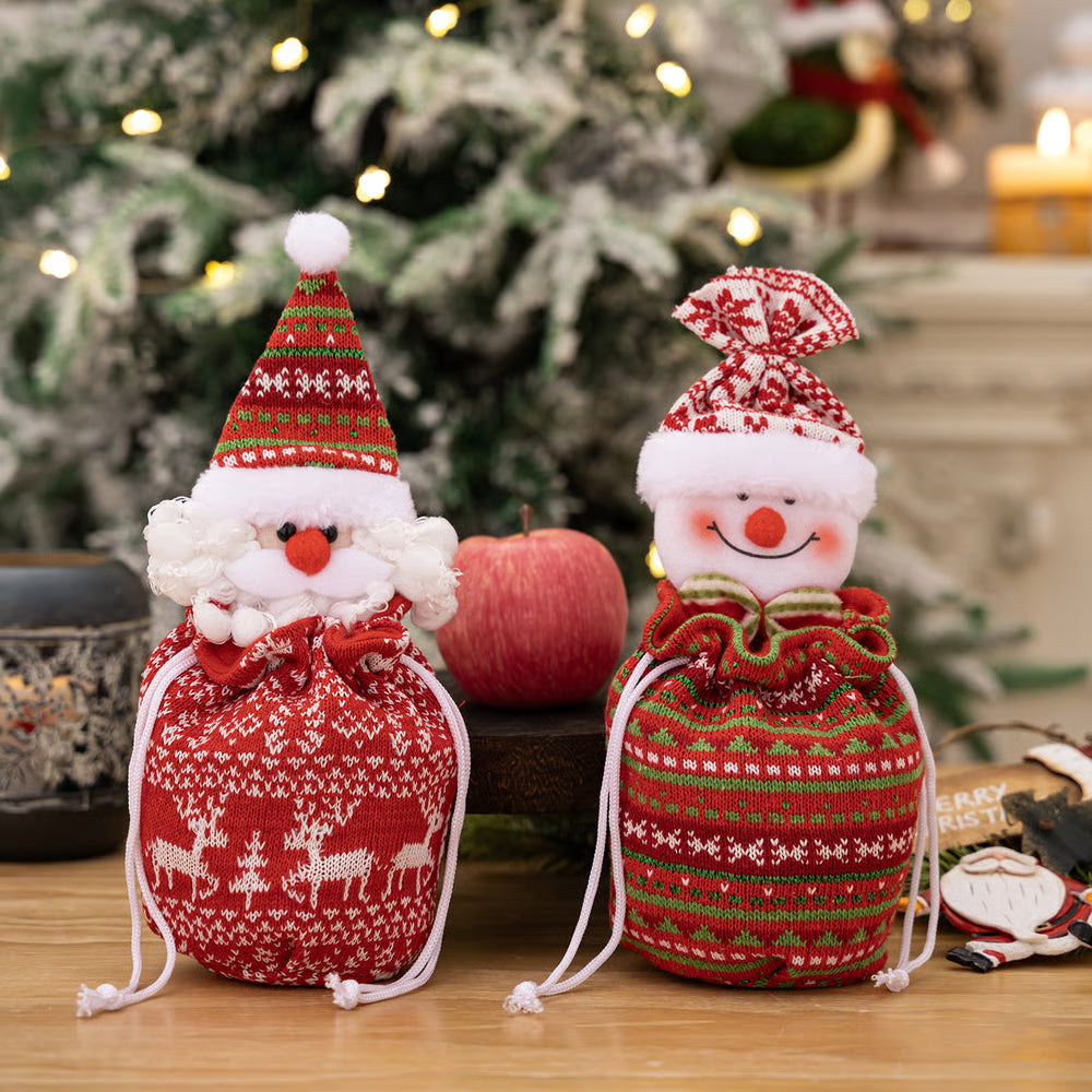 KnitJoy Kerstcadeauzak met Pop – Herbruikbare Brei-cadeauzak voor Kinderen