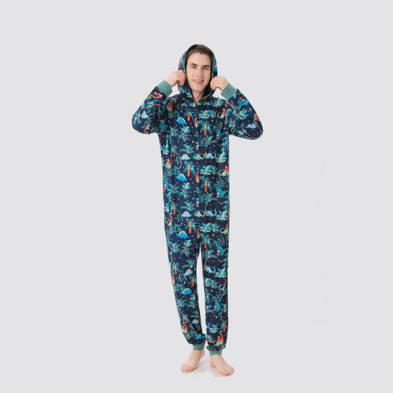 Blauwe Kerst Hooded Matching Familie Kerst Pyjama's Onesies