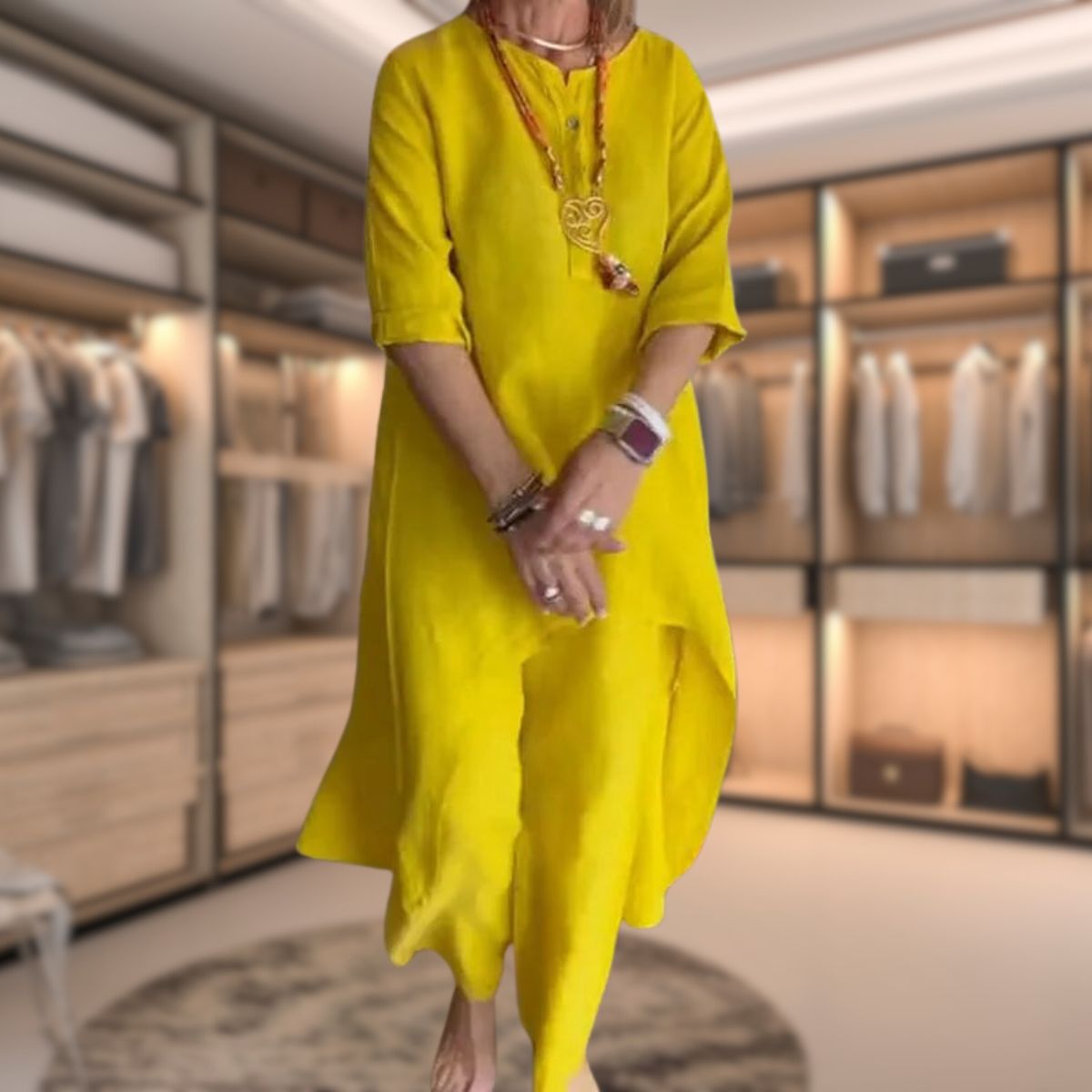 Elegante Dames Twee-delige Set – Comfortabele Luxe Outfit met Geruit Ontwerp