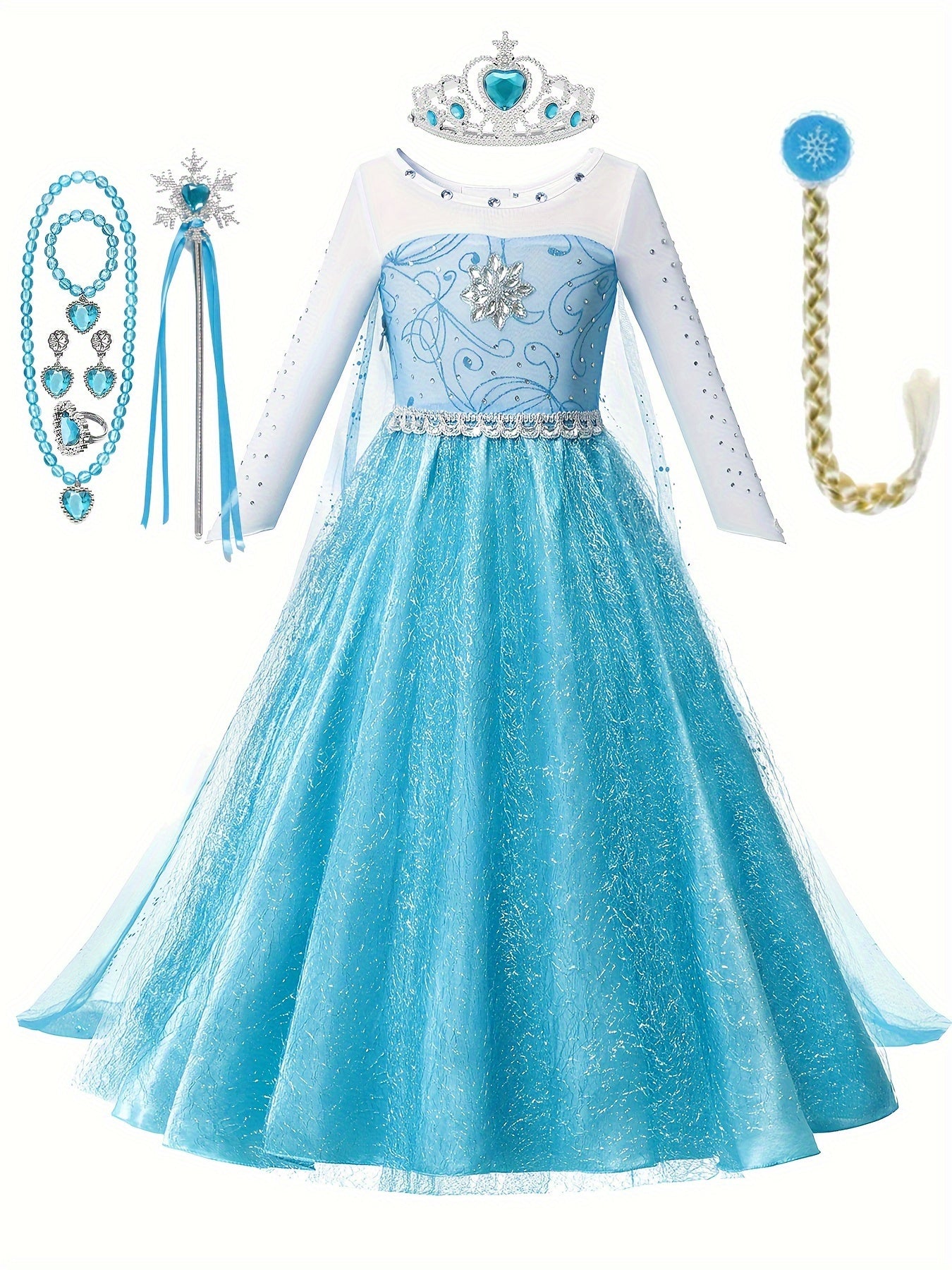 Meisjes Glitter Lange Mouw Halloween Prinsessen Kostuum Jurk | Maxi