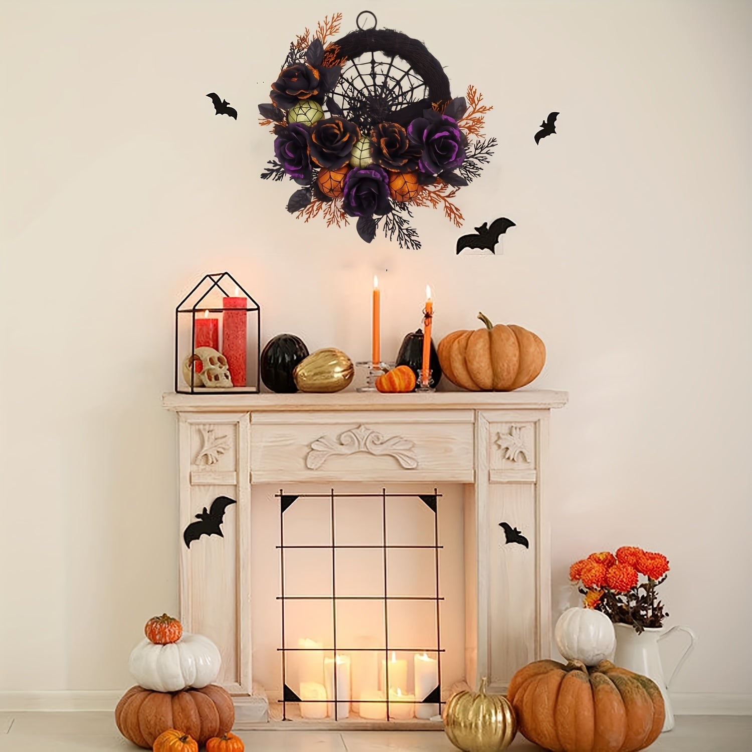 Halloween Gotische Bloemen Spinnenweb Krans | Spooky Deur Decor