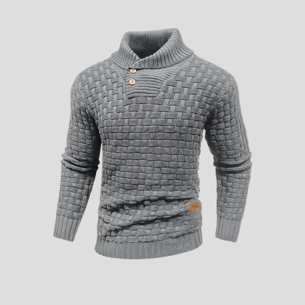 KnitForm Herenpullover – Gebreide pullover met halve kraag en knoopsluiting in klassieke pasvorm