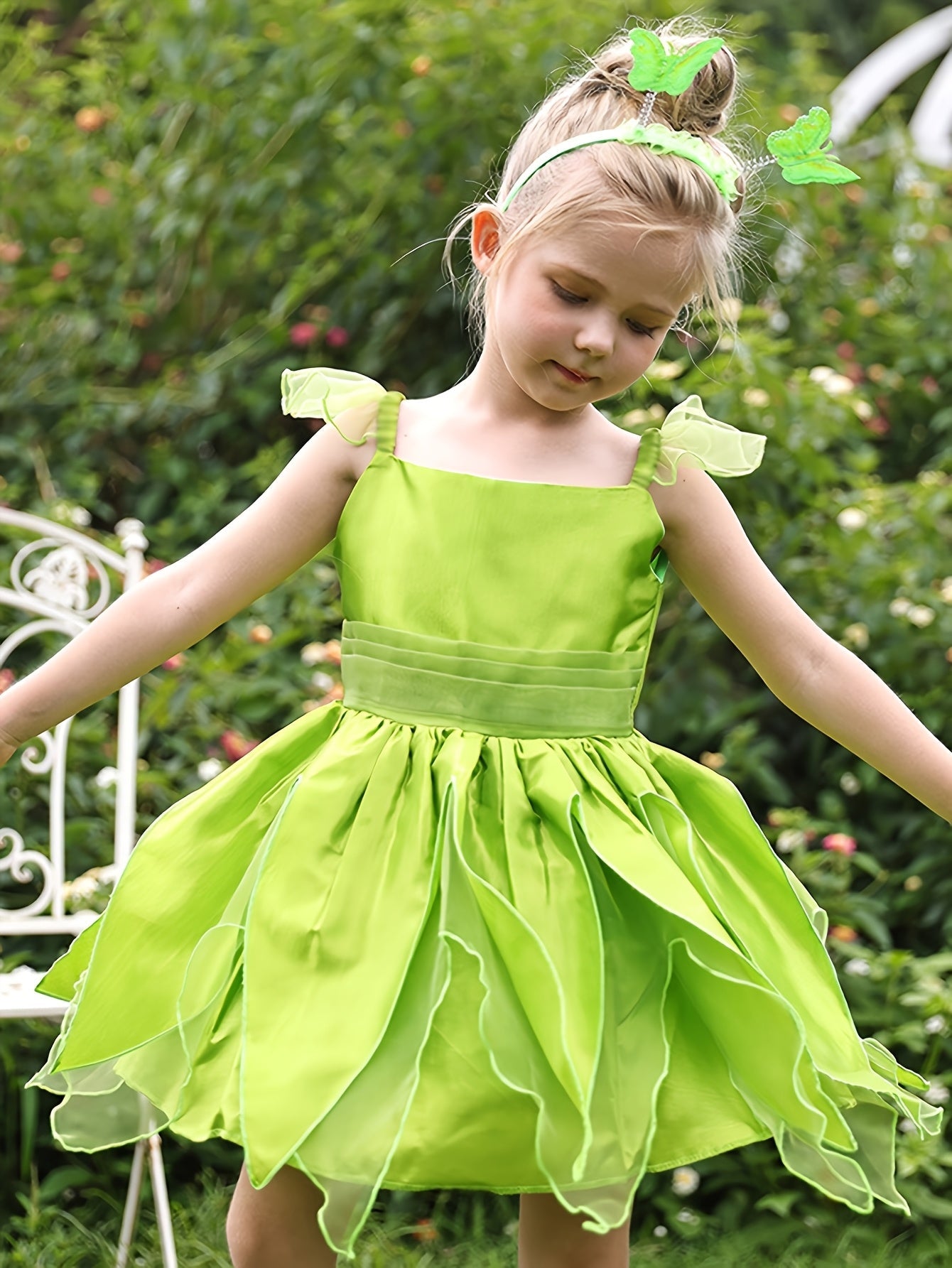 Meisjes Magische Fee Halloween Kostuum Jurk | Mouwloos met Vleugels