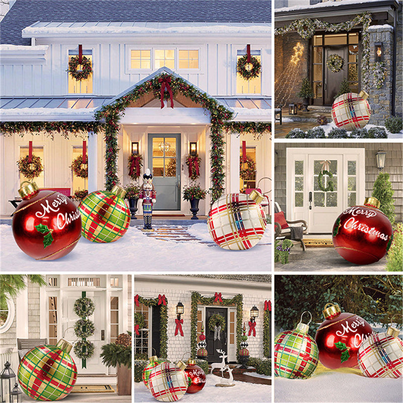 Opblaasbare Kerstbal Buiten Decoratie 60cm – Weerbestendige PVC Kerstdecoratie