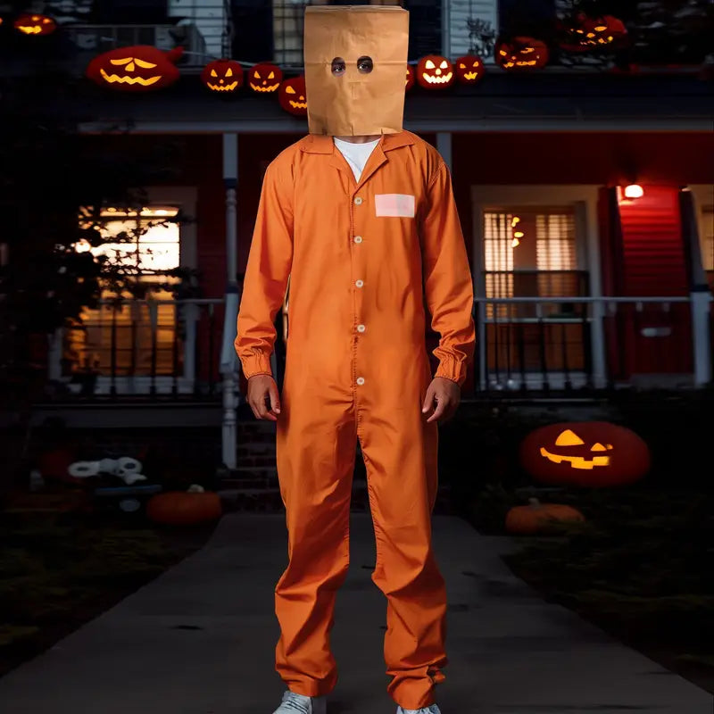 Jailbreak - Volwassen Gevangene Kostuum - Polyester Cosplay Outfit voor Feestelijke Partijen en Carnaval