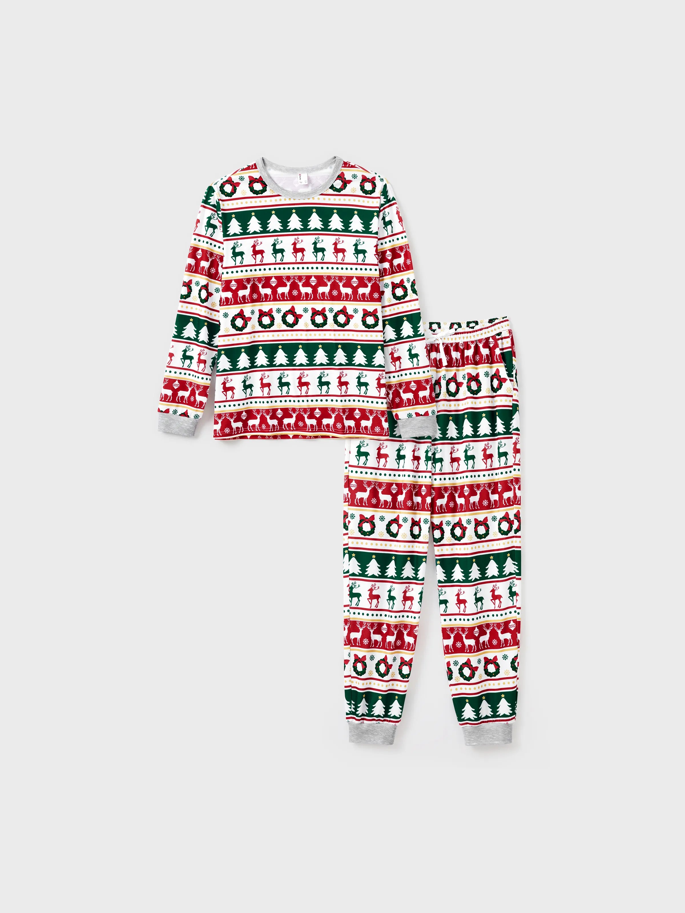 ReindeerJams | Gezinsmatching Kerstpyjama's met Rendier en Kerstboompatroon met ColorBlock Sokken