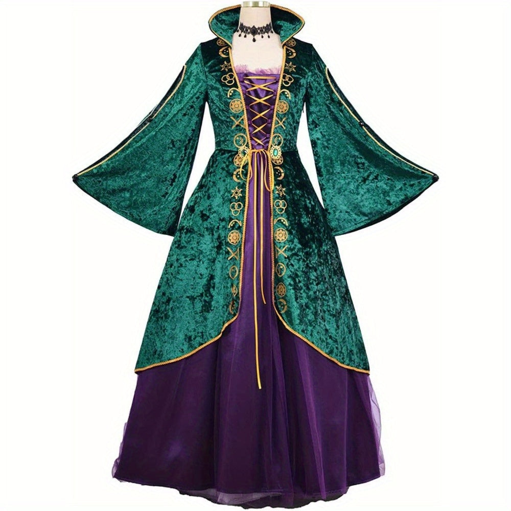 Velvet Lange Mouwen Halloween Hocus Pocus Kostuum Jurk | Maxi
