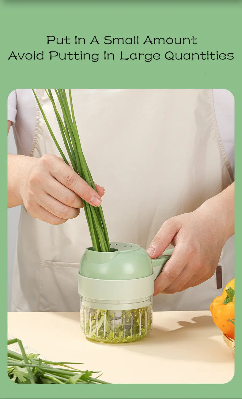 GreenTech groentesnijder | De 4 In 1 Elektrisch oplaadbare Groentesnijder