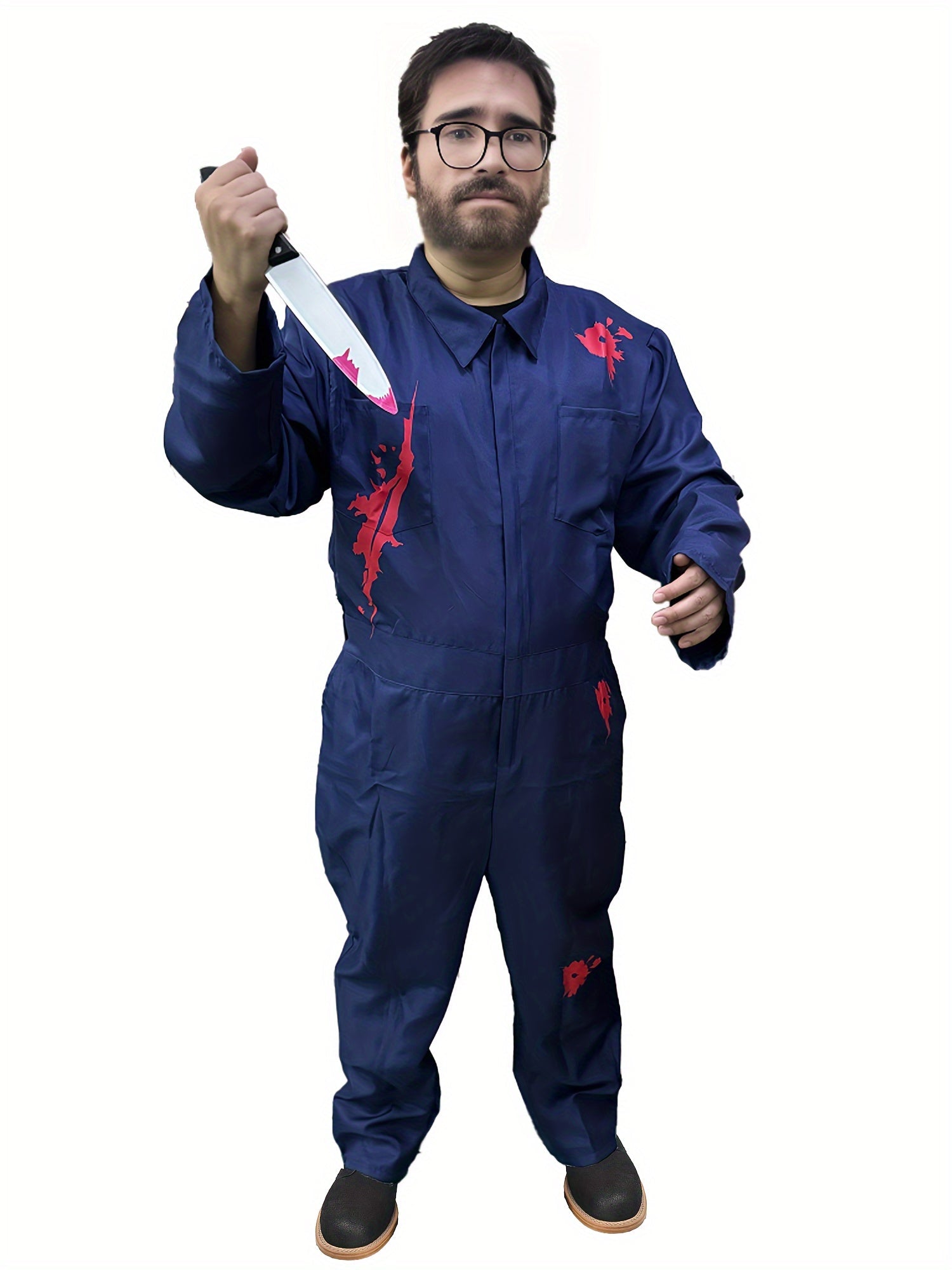 Mannen's Eng Scary Bloody Halloween Kostuum Jumpsuit | Lange Mouwen Mes