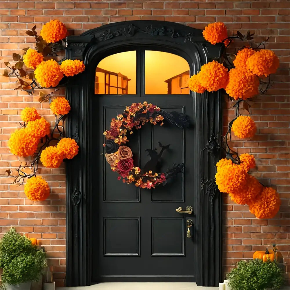 Halloween Rustieke Heks Bloem Wreath | Halvemaan Deur Decor