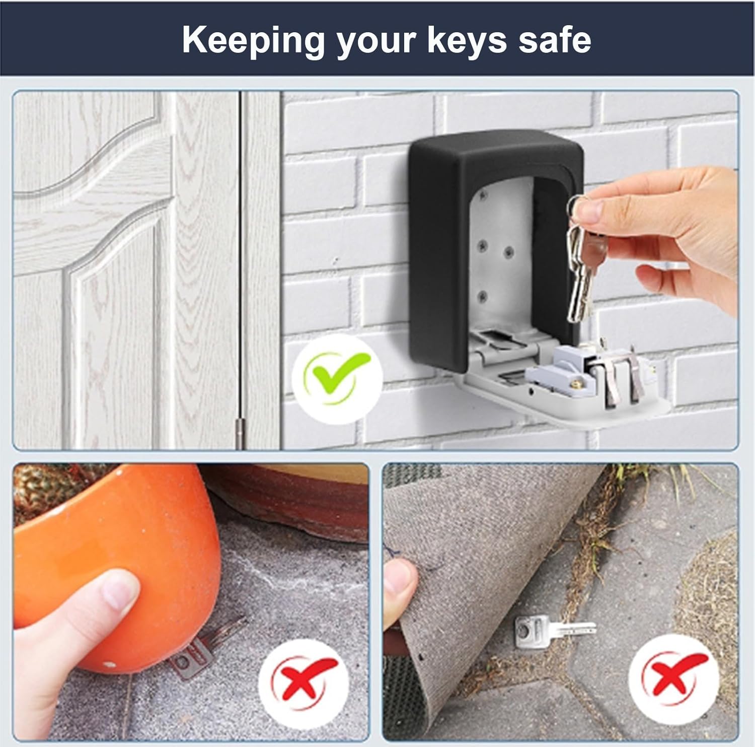 Key Lock Box voor Buiten – Beveiligde Sleutelkast met Instelbare Code voor Huis, Inclusief Montagekit (Wandmontage)