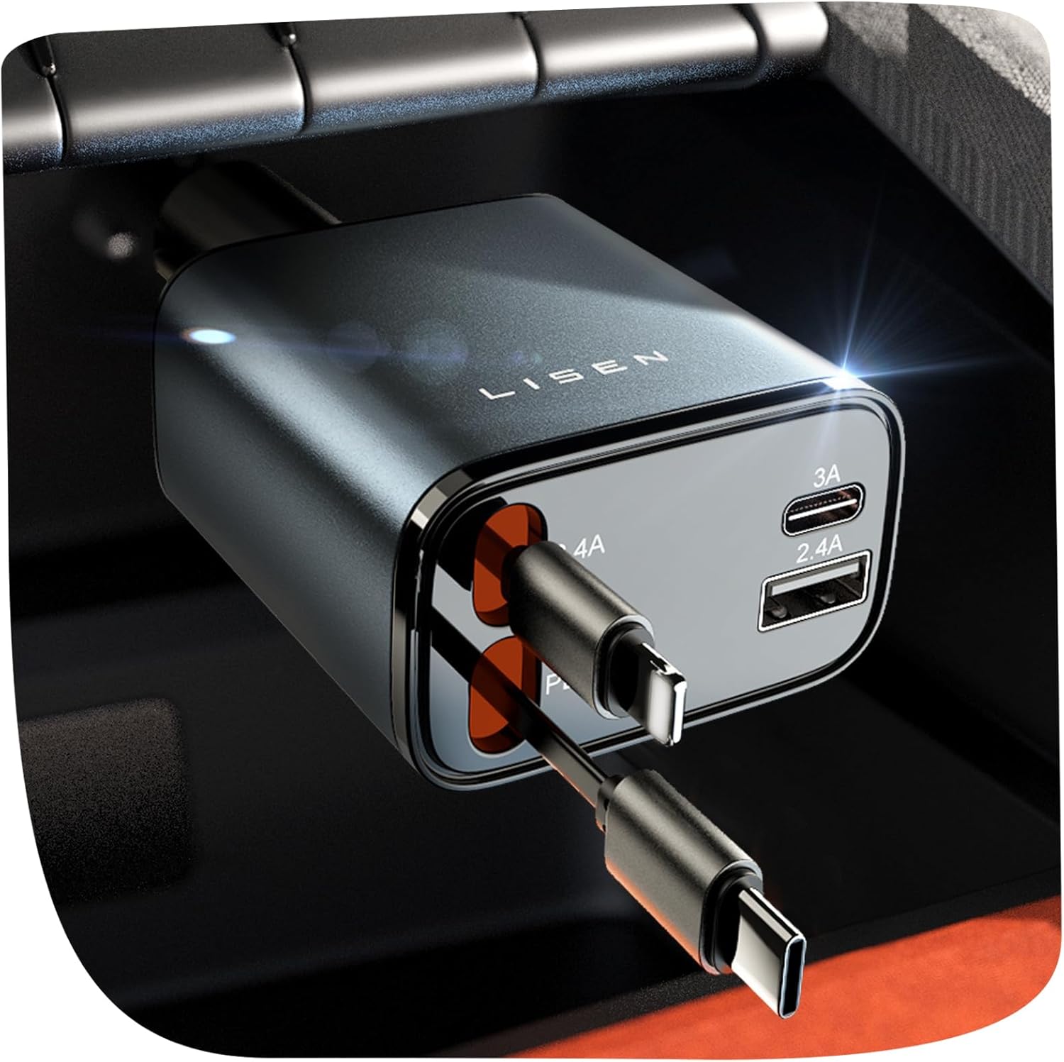 Uittrekbare Auto-Lader 69W USB C