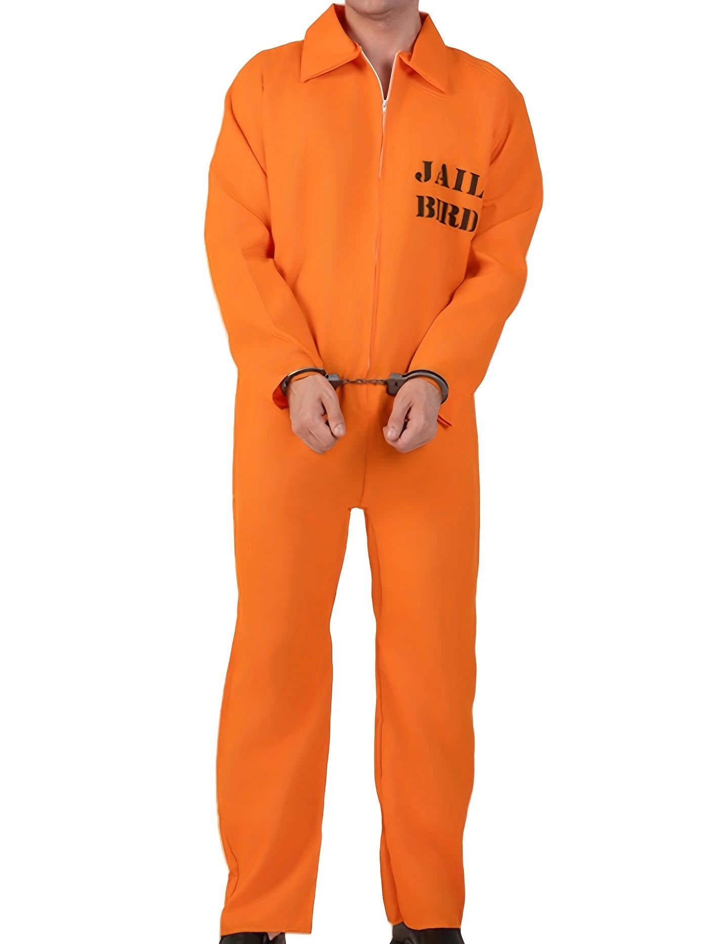 Heren Halloween Gevangenis Kostuum Jumpsuit met Lange Mouwen | Grappig