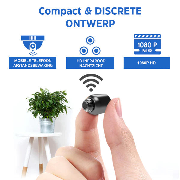 MiniEye Full HD Beveiligingscamera | Compacte Mini Camera met Nachtzicht & Bewegingsdetectie