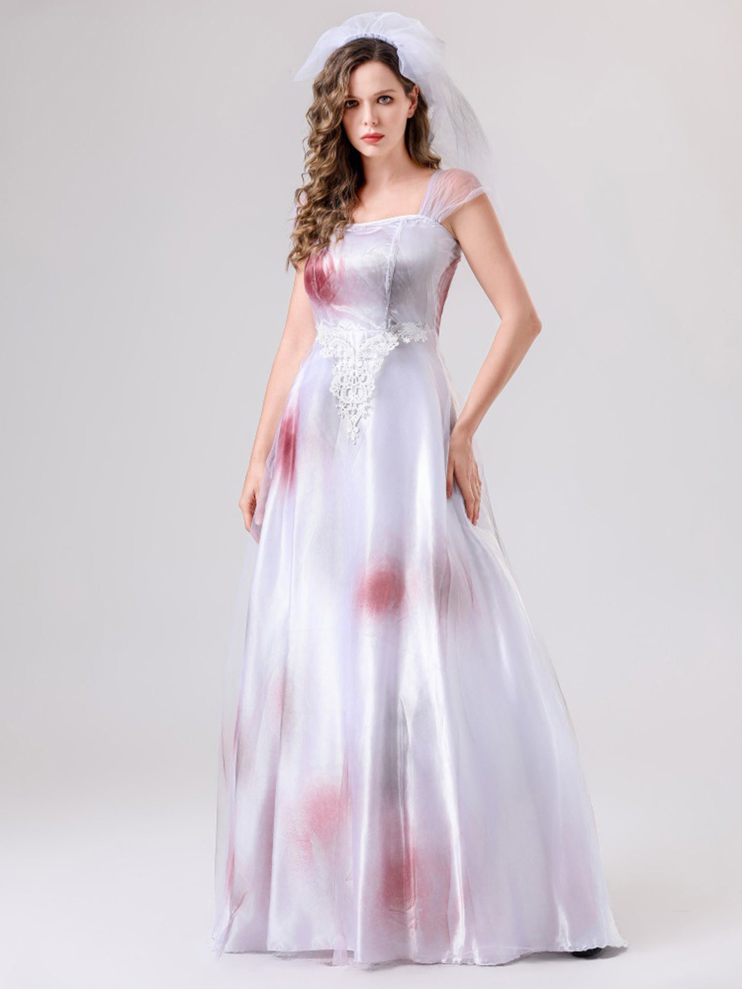 Vrouwen Spooky Bloedige Halloween Lijk Bruid Kostuum Jurk | Maxi