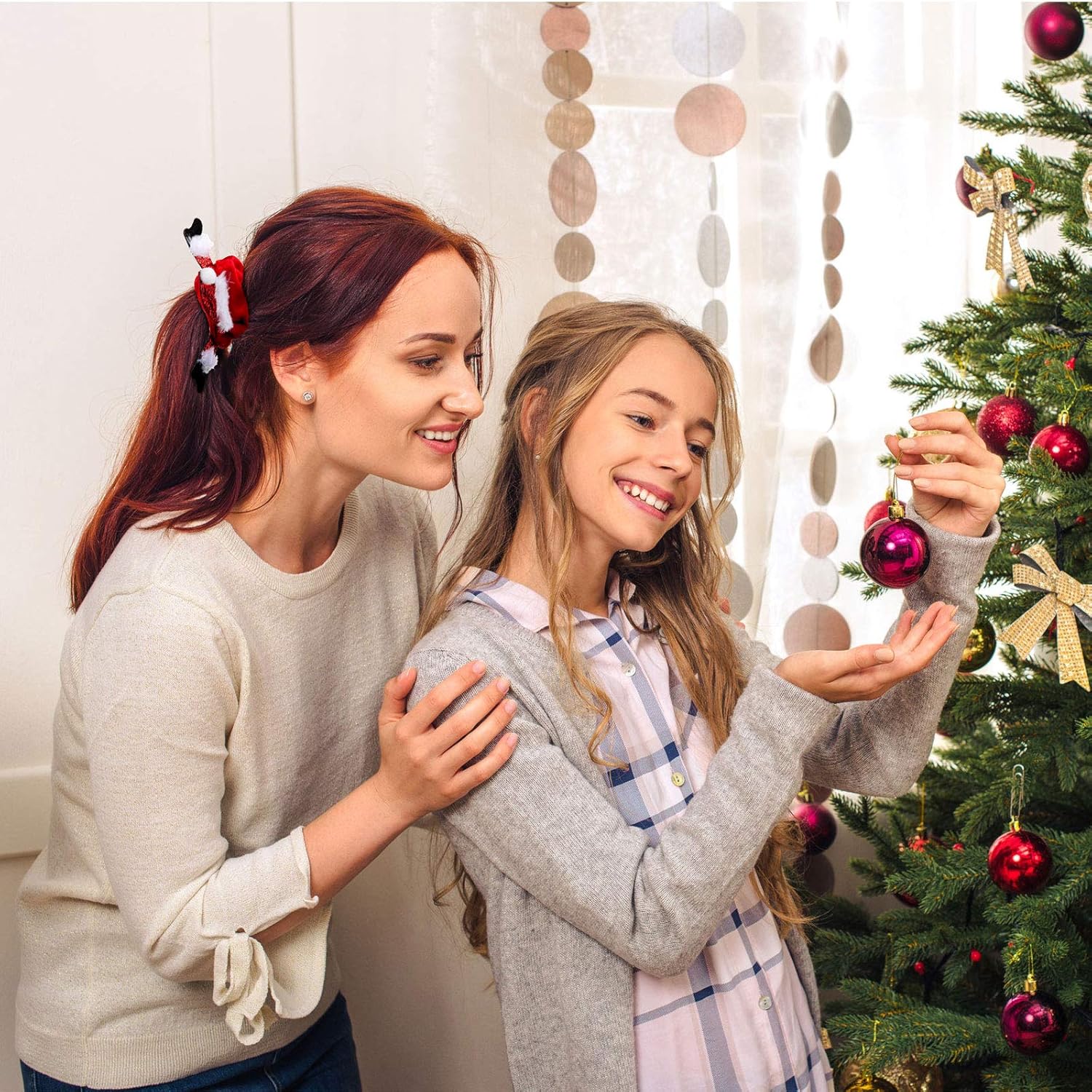 FluweelVrolijk Kerst Scrunchie Set – 10-delige haaraccessoire-collectie