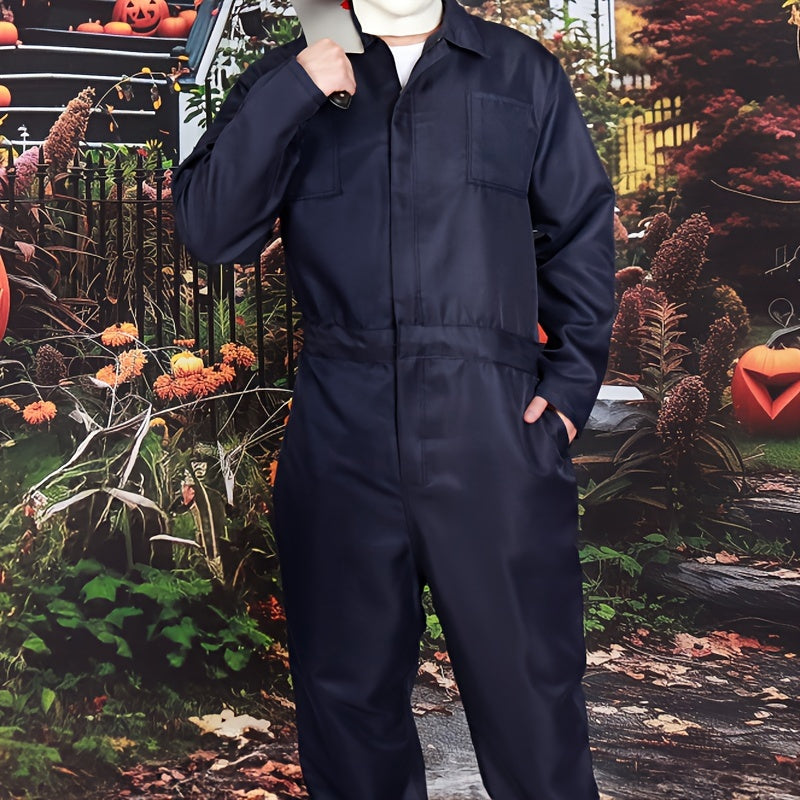 Mannen's Angstaanjagend Halloween Kostuum Jumpsuit | Gemaskerde Lange Mouw