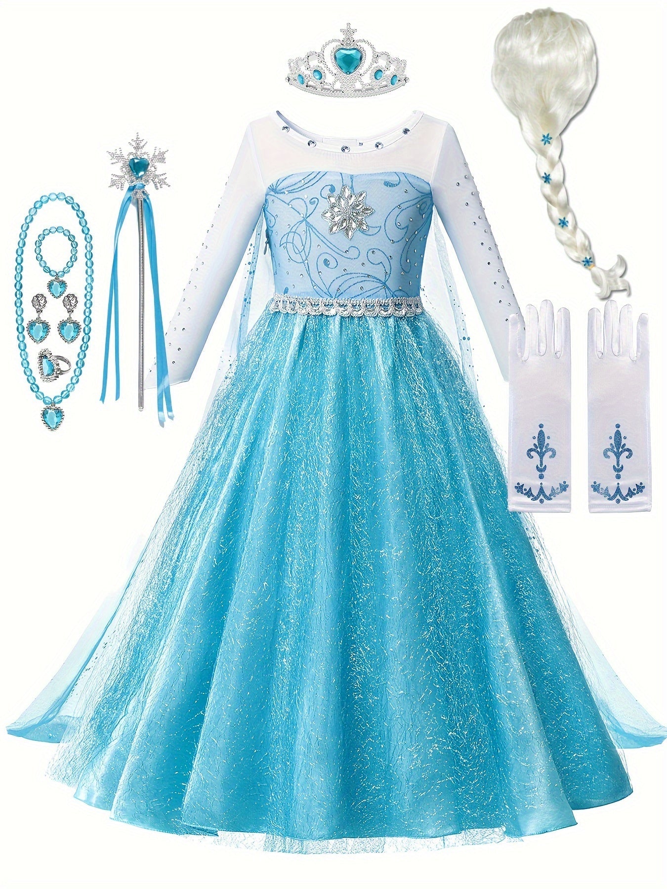 Meisjes Glitter Lange Mouw Halloween Prinsessen Kostuum Jurk | Maxi