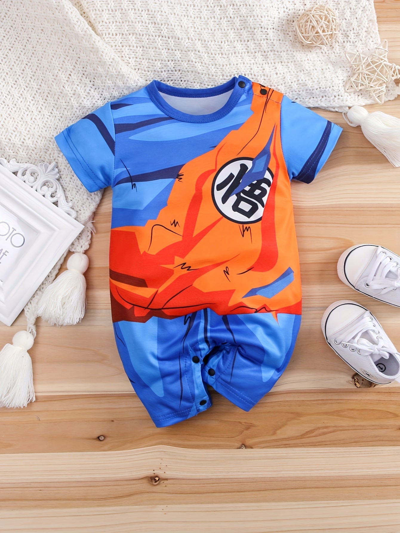 Baby Korte Mouwen Halloween Anime Kostuum Romper | Drukknoop Sluiting