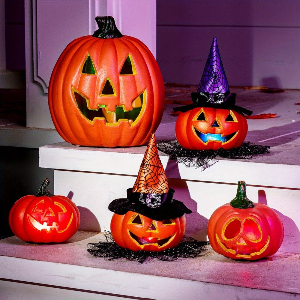 Glanzende Lichtgevende Halloween Jack O'Lantern Decoratie Set | Op Batterijen
