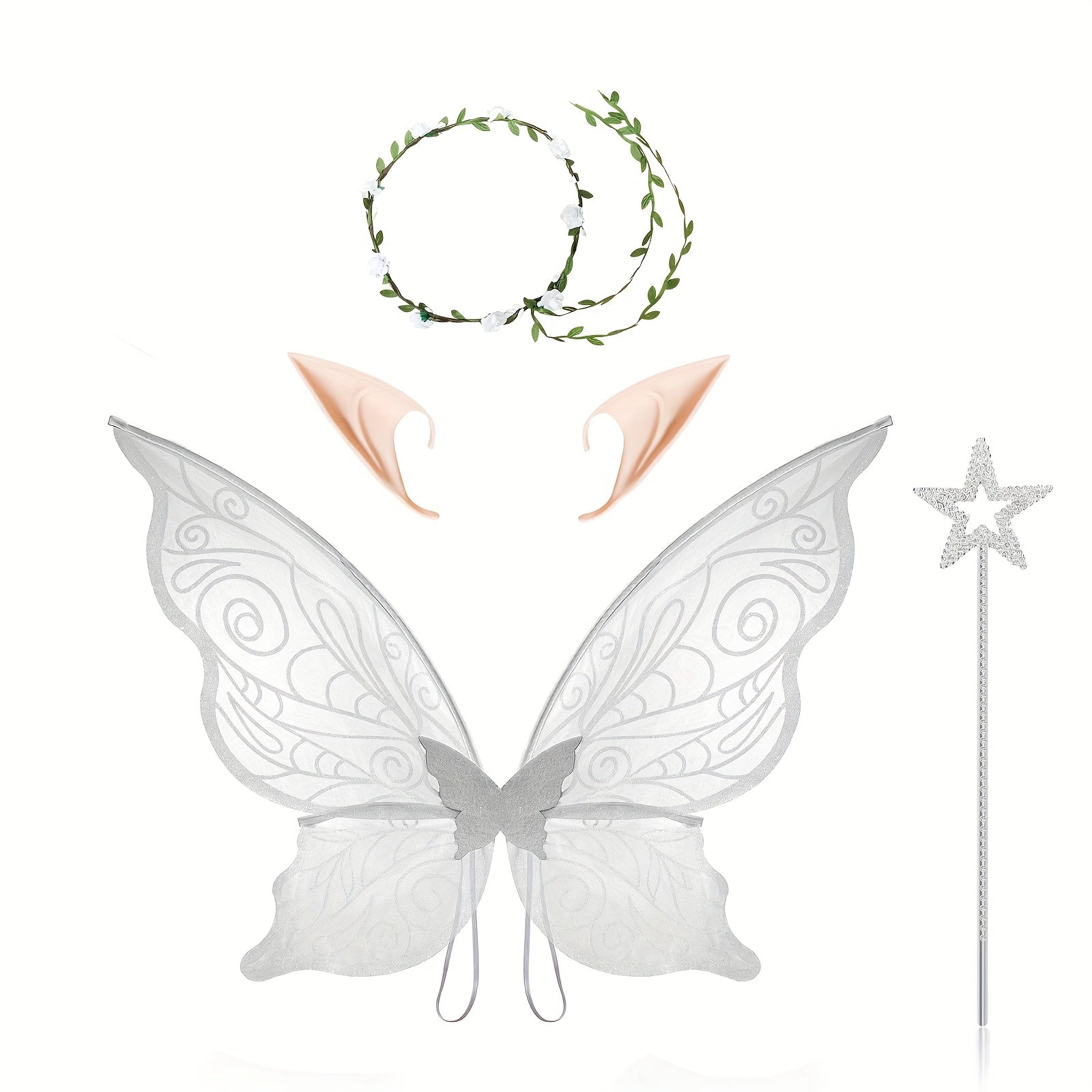 Meisjes Magische Halloween Fee Kostuum Set | Vleugels Toverstaf Oren