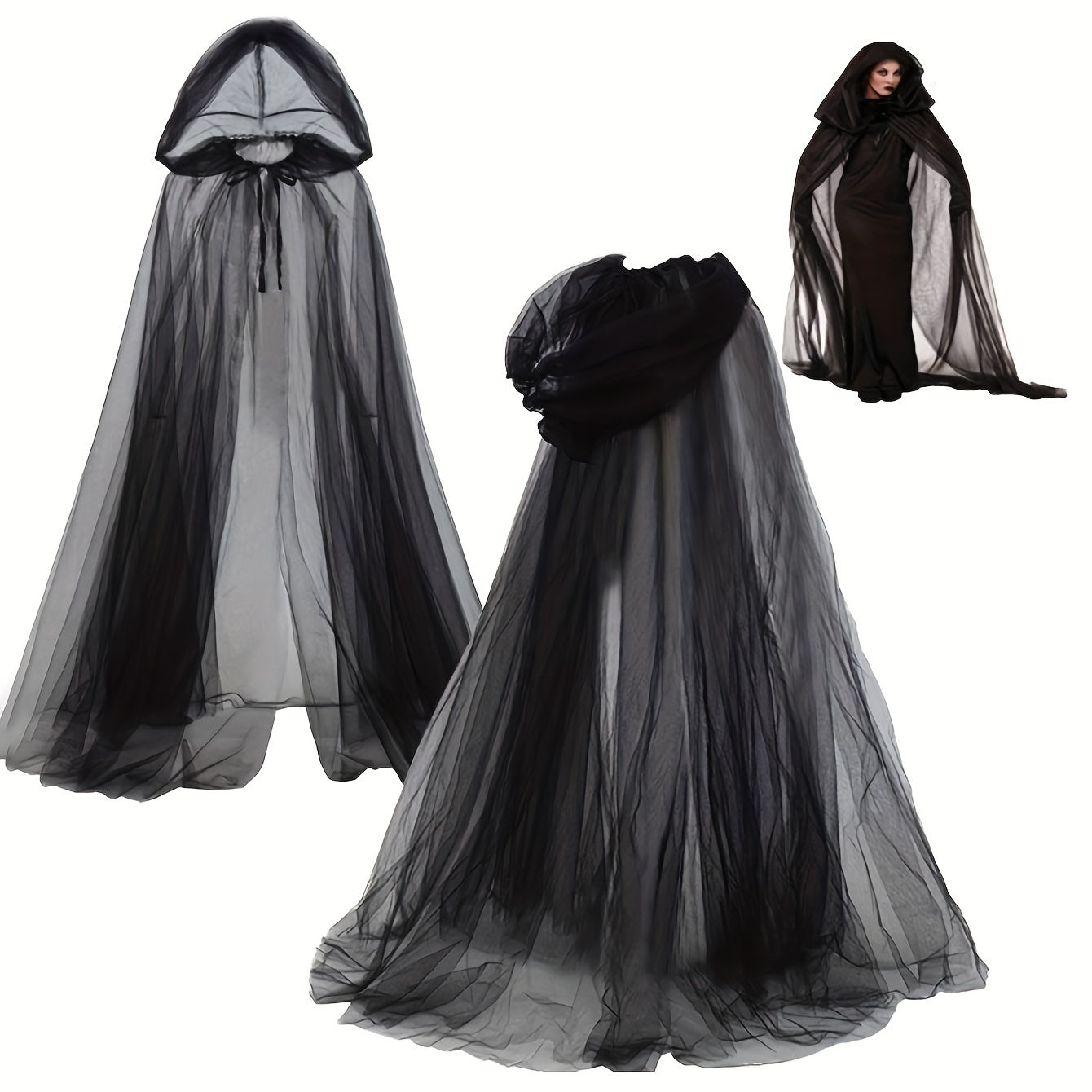 Vrouwen Gothic Hooded Halloween Kostuum Jurk | Corset Maxi